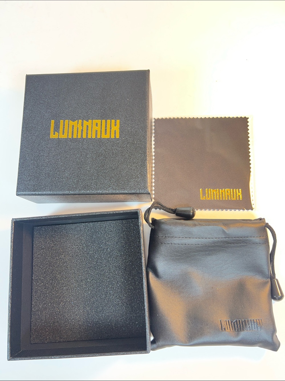Black Jewelry Storage Box and Pouch Set